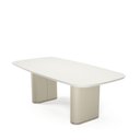 Ver imagem 2 de Mesa de Jantar Retangular C/ Vidro para 8 Lugares Lintz 219 Cm - Off White Fosco C/ Pu Bege -