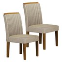 Ver imagem 1 de Cadeira para Mesa de Jantar Jade Mdf Kit 2 Peças Freijó Linho Palha – Leifer Móveis