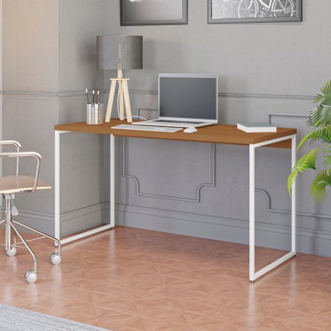 Mesa de Escritório Escrivaninha Vintage Aço Industrial 136cm Canela/branco