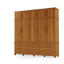 Ver imagem 1 de Guarda Roupas Berlim 100% Mdf C/ 10 Portas 12 Gavetas Pés Madeira - Luapa - Carvalho New