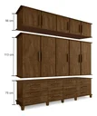 Ver imagem 4 de Guarda Roupas Berlim 100% Mdf C/ 10 Portas 12 Gavetas Pés Madeira - Luapa - Carvalho New