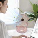 Ver imagem 7 de Ventilador Mesa Dobravel 3 Velocidades Led Silencioso Usb Portatil Penteadeira Verao Calor Sol Maqui