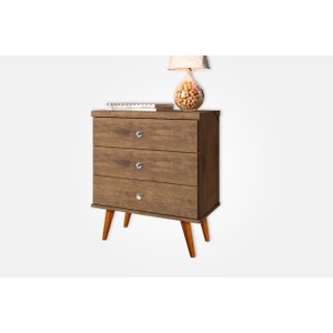 Mesa de Cabeceira Retrô com 3 Gavetas e Pés Palito – J&a Móveis:jequitiba