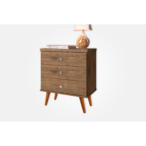 Mesa de Cabeceira Retrô com 3 Gavetas e Pés Palito – J&a Móveis:jequitiba