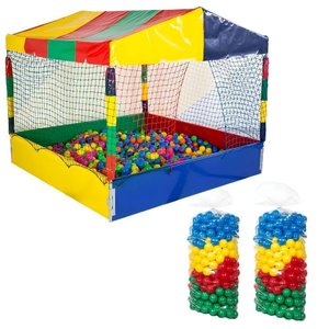 Kit Infantil Piscina de Bolinhas 1,50m Quadrada + 1000 Unidades Bolinhas Coloridas