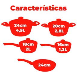 Conjunto de Panelas Viena Cinza 5 Peças Revestimento Cerâmica 4,5mm - Casambiente AL161 - 8