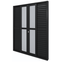 Ver imagem 1 de Porta Balcão de Aluminio Preto 6 Folhas Linha 25 com Fechadura 2,10x1,80