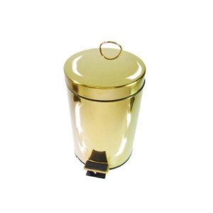 Lixeira Dourada Em Aço Inox Para Cozinha Com Pedal 3L
