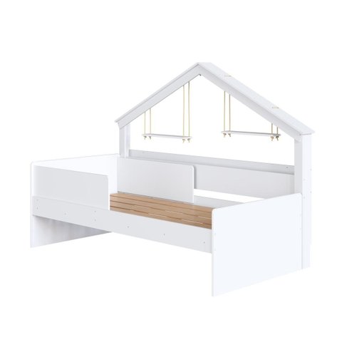 Cama Infantil Moldura Casinha Protetores Laterais 200,3X106cm Branco