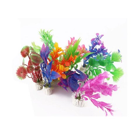 Planta Plástica Colorida para Aquário - 6 unidades Pequenas