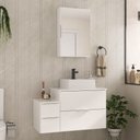 Ver imagem 1 de Conjunto Gabinete Banheiro Nivus 80cm (armário + Cuba + Espelheira) Branco Inteiro