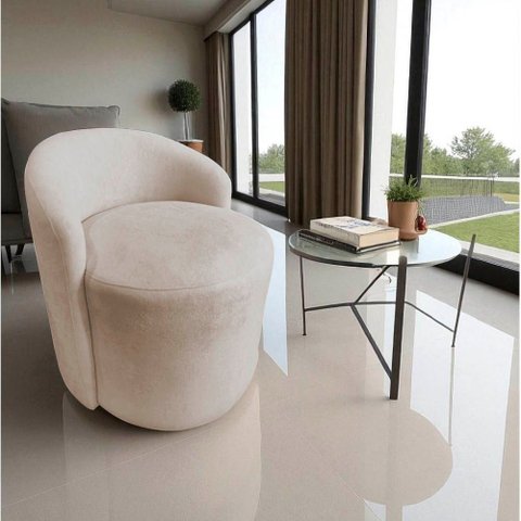 Poltrona Decorativa Yara Orgânica Suede Bege