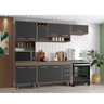 Cozinha 4 Peças Ambiente com Balcão de Cozinha Barcelona Carvalho Grafite - Poliman - 1