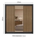 Ver imagem 4 de Guarda-roupa Casal 3 Portas de Correr com Espelho 2 Gavetas Preto/rustic Sublime Madesa