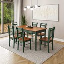Ver imagem 1 de Conjunto Sala de Jantar com 6 Cadeiras Ripadas Madeira Maciça Mv Verde