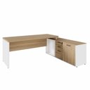 Ver imagem 3 de Mesa Escritório 1,70m Armário 1 Cx de Tomadas Pés Painel F5