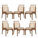 Ver imagem 1 de Kit 6 Cadeiras de Madeira para Mesa de Jantar com Encosto Tela Lisboa Linho Bege M58 Rmi