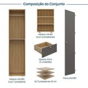 Ver imagem 3 de Guarda-Roupa 2 Módulos 1 Porta e 3 Prateleiras 3 Gavetas Frame CabeCasa MadeiraOriginals