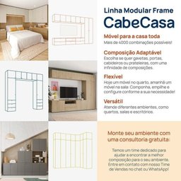 Guarda-Roupa 2 Módulos 1 Porta e 3 Prateleiras 3 Gavetas Frame CabeCasa MadeiraMadeira - 2