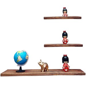 Kit 3 Prateleiras Suporte Invisível Madeira Lisa Maciça