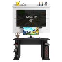 Ver imagem 4 de Mesa para Computador Gamer Madesa 9409 e Painel para Tv até 65 Polegadas - Preto/branco