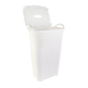 Cesto Baú Roupas Roupeiro Organizador Rattan Cores 50 Litros Cor:branco