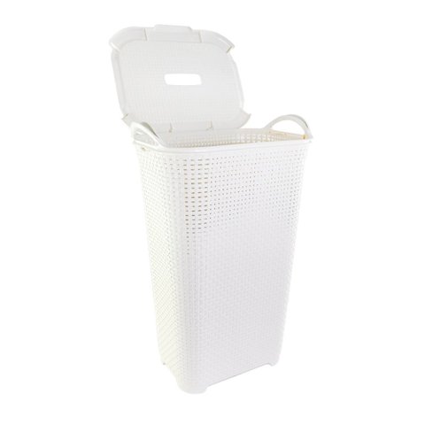 Cesto Baú Roupas Roupeiro Organizador Rattan Cores 50 Litros Cor:branco