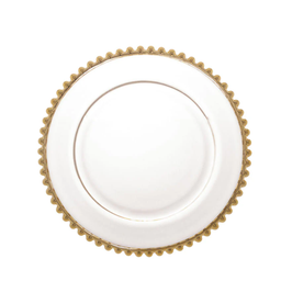 Prato Raso Cristal com Borda Bolinha Dourada Pearl - 20 Cm - 3