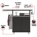 Ver imagem 6 de Tábua de Passar com Balcão 02 Portas Angel Preto 119 cm - D'Rossi DRossi