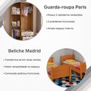 Ver imagem 5 de Kit de Quarto Beliche Madrid Vira 2 Camas + Guarda-Roupa Paris 4 Portas 2 Gavetas - Nature Off White