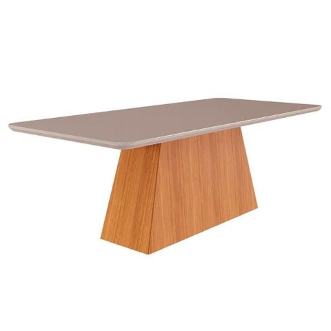 Mesa de Jantar Helena 8 Lugares Retangular Tampo MDF com Vidro 210x100cm Off White Cimol Móveis