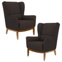 Ver imagem 1 de Kit 2 Poltronas Base Manu Madeira Milena C-34 Corano Marrom