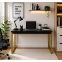 Ver imagem 3 de Escrivaninha Mesa Computador Estudo Office Aparador Pés Aço- Preto Dourado