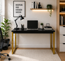 Ver imagem 3 de Escrivaninha Mesa Computador Estudo Office Aparador Pés Aço- Preto Dourado
