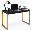 Ver imagem 1 de Escrivaninha Mesa Computador Estudo Office Aparador Pés Aço- Preto Dourado