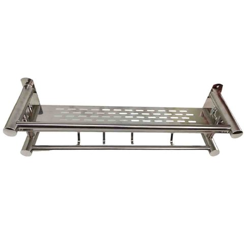 Suporte Organizador Banheiro Cozinha Inox Prateleira Gancho Resistente Shampoo Sabonete Multiuso Cas