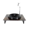 Ver imagem 1 de GABINETE DE VIDRO BANHEIRO 50CM COM BANCADA MARMORIZADA MARMORE IMPERADOR MAIS TORNEIRA CROMADA