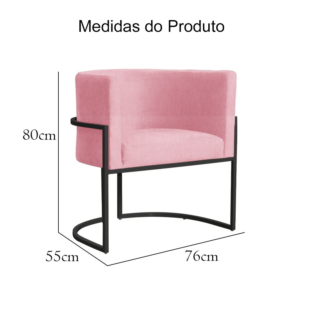 Poltrona Decorativa Luana Base Preta Suede Cores - DS Estofados Poltrona Luana Rosa - 14