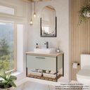 Ver imagem 3 de Gabinete Balcão Suspenso Cuba Marmorite Caribe 60 cm Aço Banheiro Porta 1 Prateleira Verde