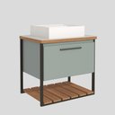 Ver imagem 1 de Gabinete Balcão Suspenso Cuba Marmorite Caribe 60 cm Aço Banheiro Porta 1 Prateleira Verde