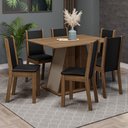 Ver imagem 1 de Conjunto Sala de Jantar Mesa Tampo de Madeira 6 Cadeiras Rustic/crema/preto Wendy Madesa