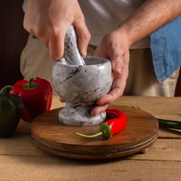 Pilão de Mármore Com Socador Cinza 11cm Bon Gourmet - 3