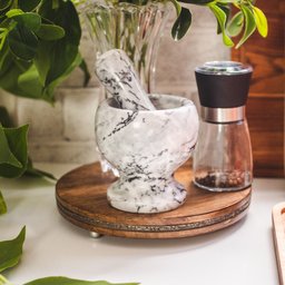 Pilão de Mármore Com Socador Cinza 11cm Bon Gourmet - 4