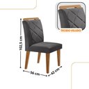 Ver imagem 4 de Mesa de Jantar Isadora com 4 Cadeiras Moderna Mobilia Veludo Grafite/off /nat/serig. Off com Vidro
