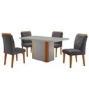 Ver imagem 2 de Mesa de Jantar Isadora com 4 Cadeiras Moderna Mobilia Veludo Grafite/off /nat/serig. Off com Vidro