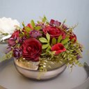 Ver imagem 1 de Arranjo de Mini Rosas Vermelhas no Vaso Baixo Rose| Linha Arranjos de Flores Formosinha
