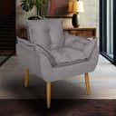 Ver imagem 1 de Poltrona Opala para Sala Clínica Salão Pés de Madeira Suede Cinza
