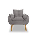 Ver imagem 3 de Poltrona Opala para Sala Clínica Salão Pés de Madeira Suede Cinza