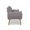 Ver imagem 4 de Poltrona Opala para Sala Clínica Salão Pés de Madeira Suede Cinza