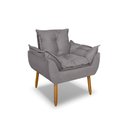 Ver imagem 2 de Poltrona Opala para Sala Clínica Salão Pés de Madeira Suede Cinza